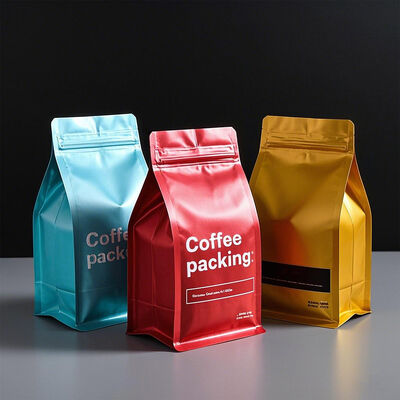 Zipper Lock Custom Logo Printed Mylar Stand Up Bags Smell Proof Aluminum Foil Bottom Recyclable Reusable Coffee Bean Plastic Bags