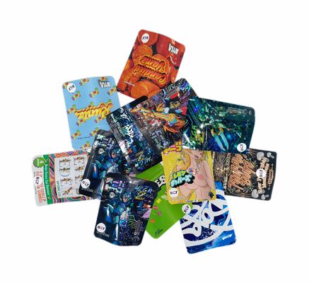 Recyclable Stand Up Pouch Customized Mylar Bag Zipper Packaging Plastic Bags Holographic Cali Pouch 3.5g Flower Package