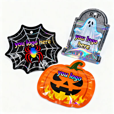 Food Grade HDprinted Glossy Holographic Diecut Mylarbag Ziplock Resealable Packaging Flavor Snack Softcandy Plasticbag Logo UV