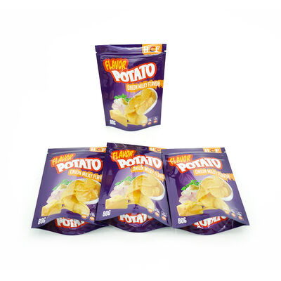 Food Snacks Packaging Custom Standing Pouch Potato Chips Resealable Bag Clear Window Logo Plastic Food Bag Industrial Food