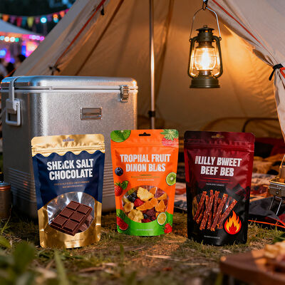 Food Industrial Custom Order PE Laminated Plastic Snack Bag Standpouch Packaging Hanginghole Flavor Dried Fruit Oat Powder