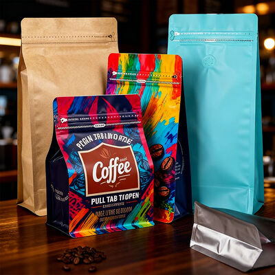 Zipper Top Sandwich Custom Printed Coffee Packaging Bag Food Grade Moisture Proof Laminated Mylar Bag Resealable Foil Pouch